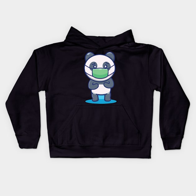 Panda Face Mask Covid 19 Kids Hoodie by Cats Cute 